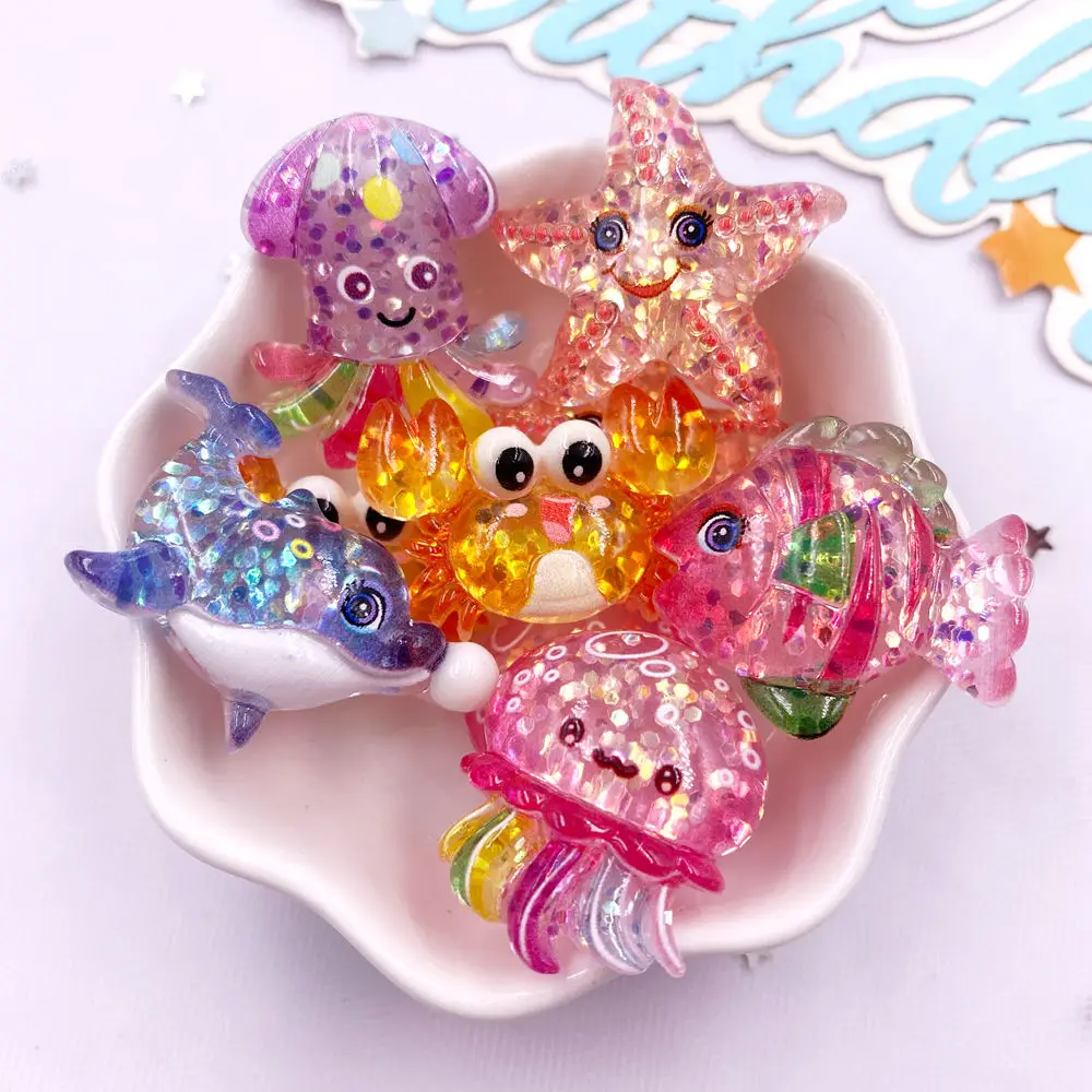 Resin Art Beach - 10pcs 반짝이 다채로운 수지 바다 스타