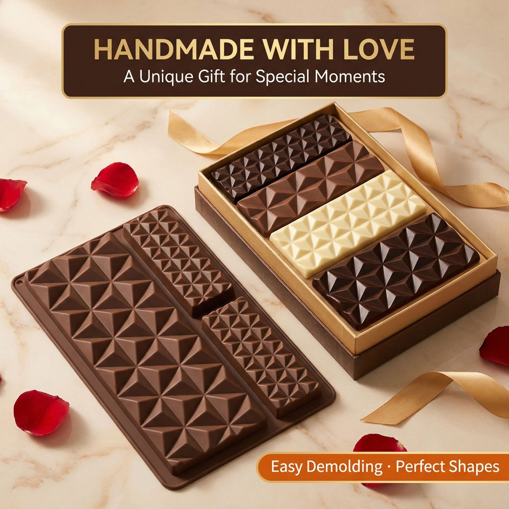 Tray Mold Rectangle - 2-in-1 실리콘 초콜릿 바 몰드, 재사용