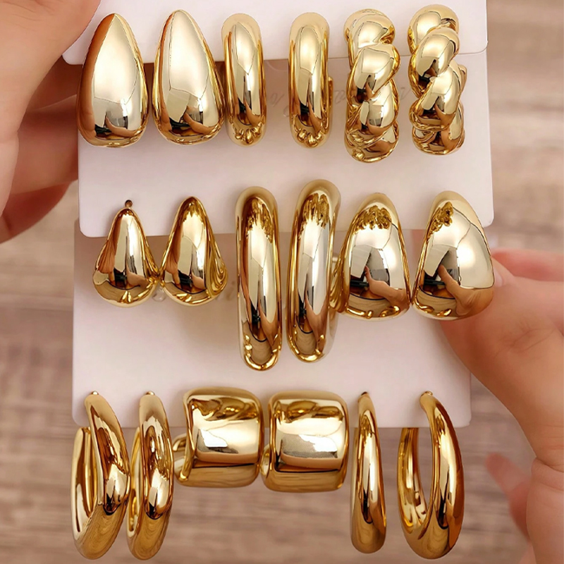 Resin Art Ring - 18개 세트 패션 물방울 귀걸이 여성용