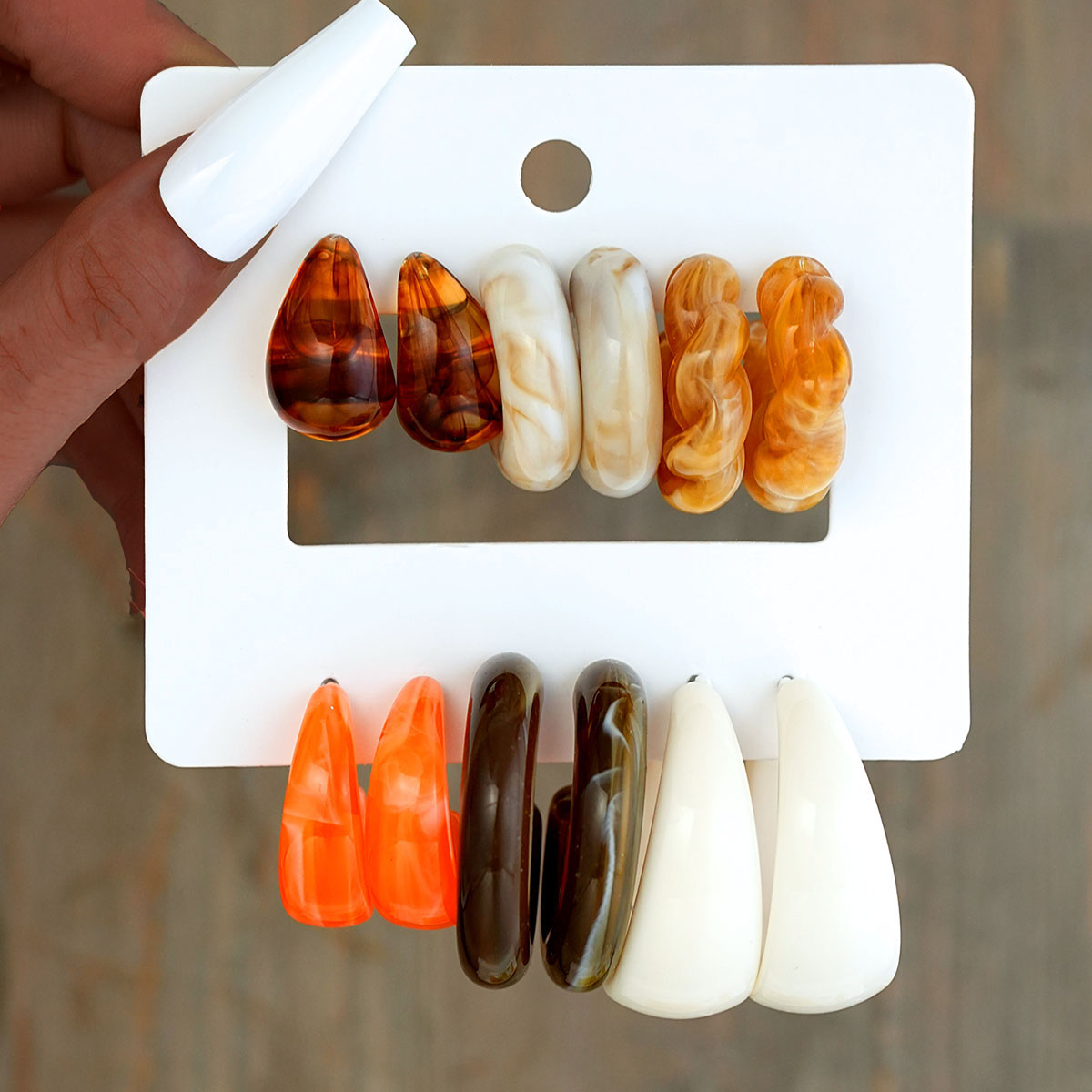 Resin Art Ring - 12개 보헤미안 컬러풀 레진 귀걸이 세트