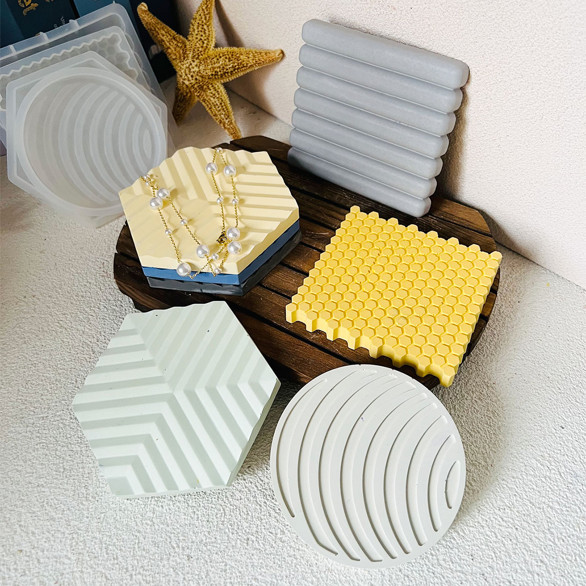 Tray Mold Rectangle - 벌집 코스터 몰드 원형 눈송이 단열