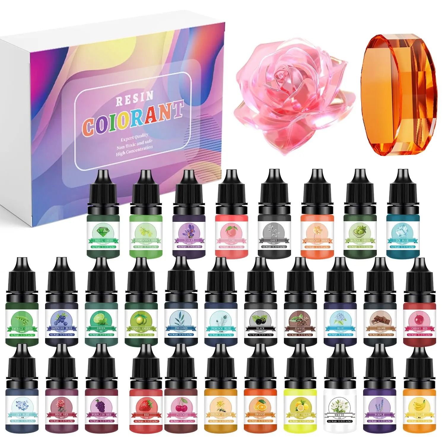 Resin Art Letters - 30색상 5ml 에폭시 레진 색소 키트