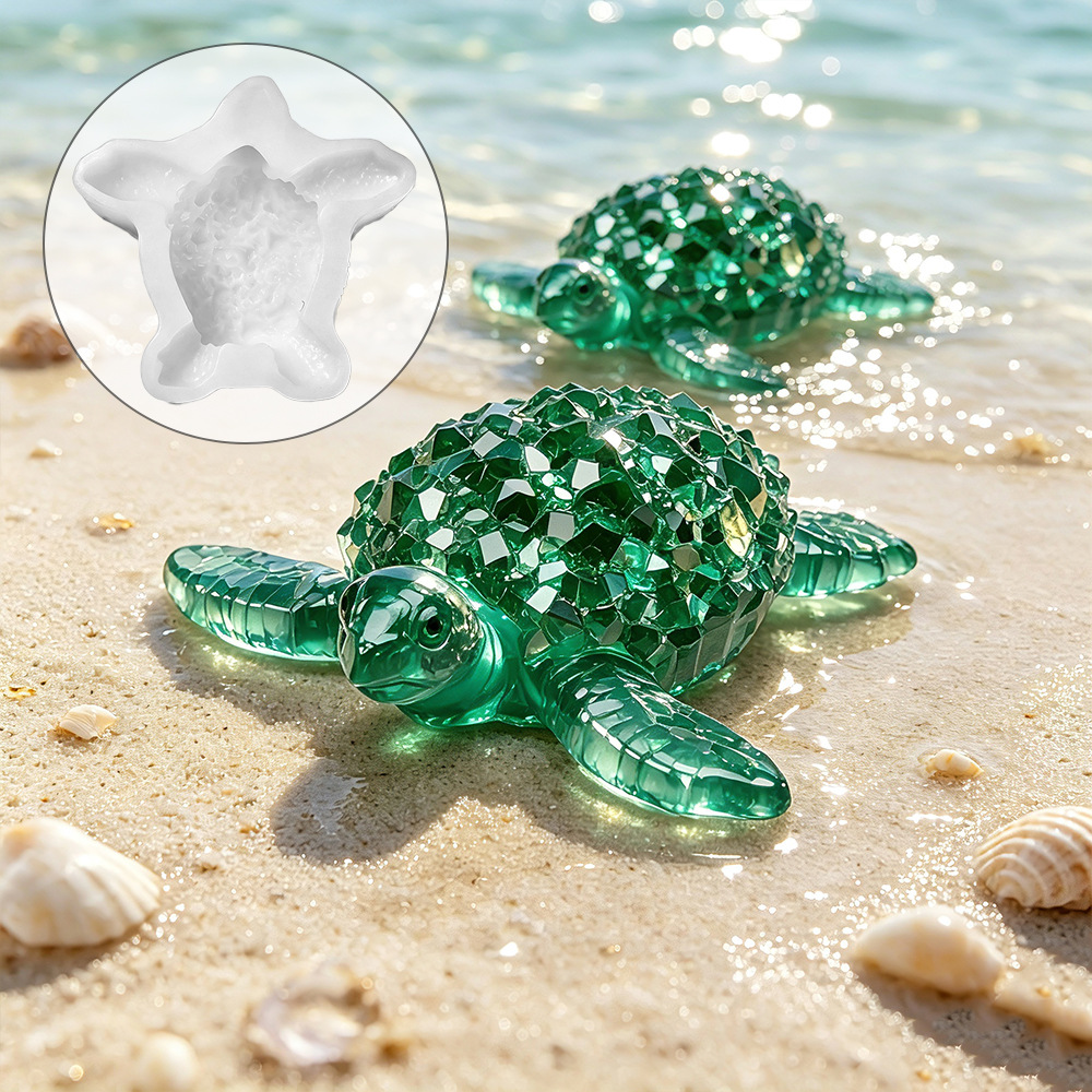 Resin Art Beach - 다이아몬드 컷 힐링 바다거북 실리콘 몰드