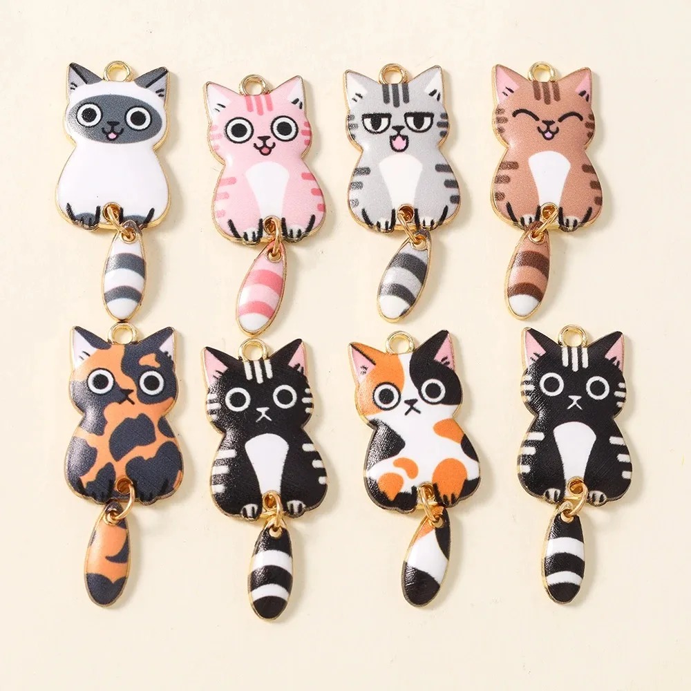 Resin Art Jewellery - 10Pcs 16×39mm 귀여운 만화 고양이 수지