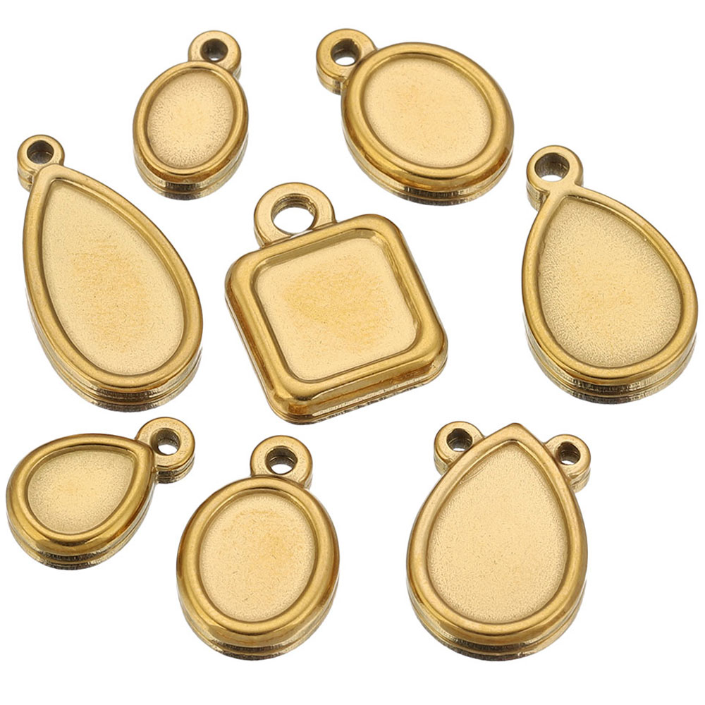 Resin Art Jewellery - 5개 스테인레스 스틸 사각형 드롭 라운드