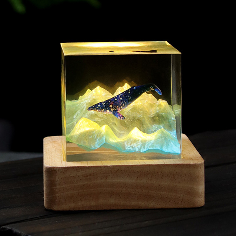 Resin Art Cube - 5cm 큐브 생물 레진 테이블 라이트