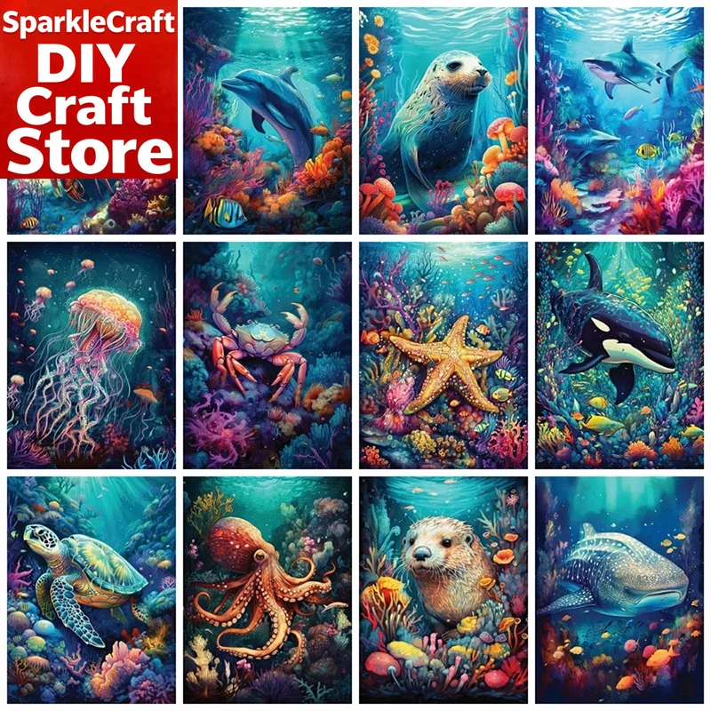 Resin Art Beach - 1PC 프레임리스 풀 스퀘어 라운드 다이아몬드