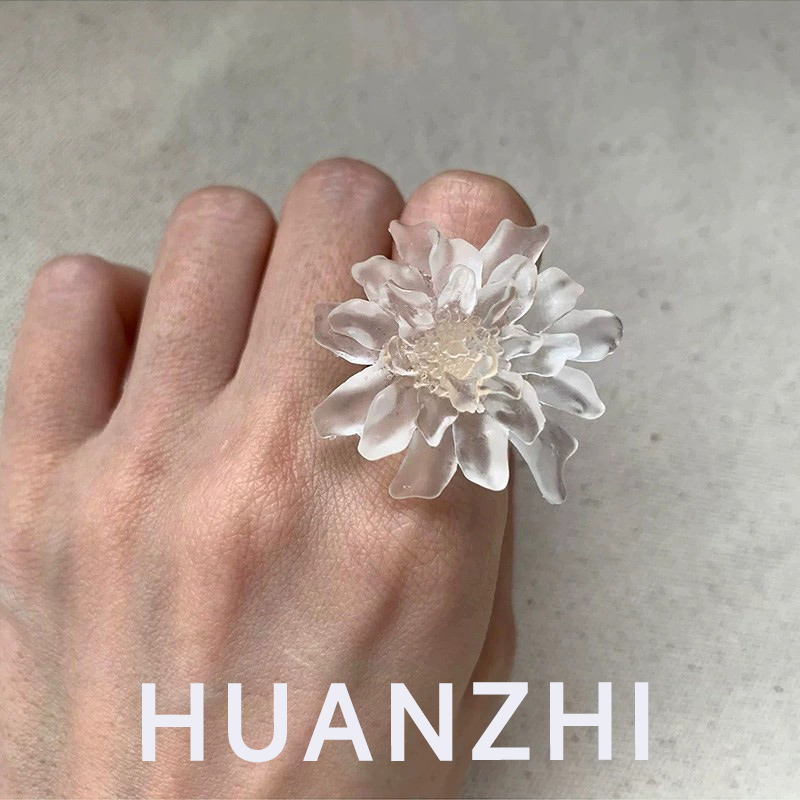 Resin Art Ring - HUANZHI 흰색 투명 서리로 덥은 수지