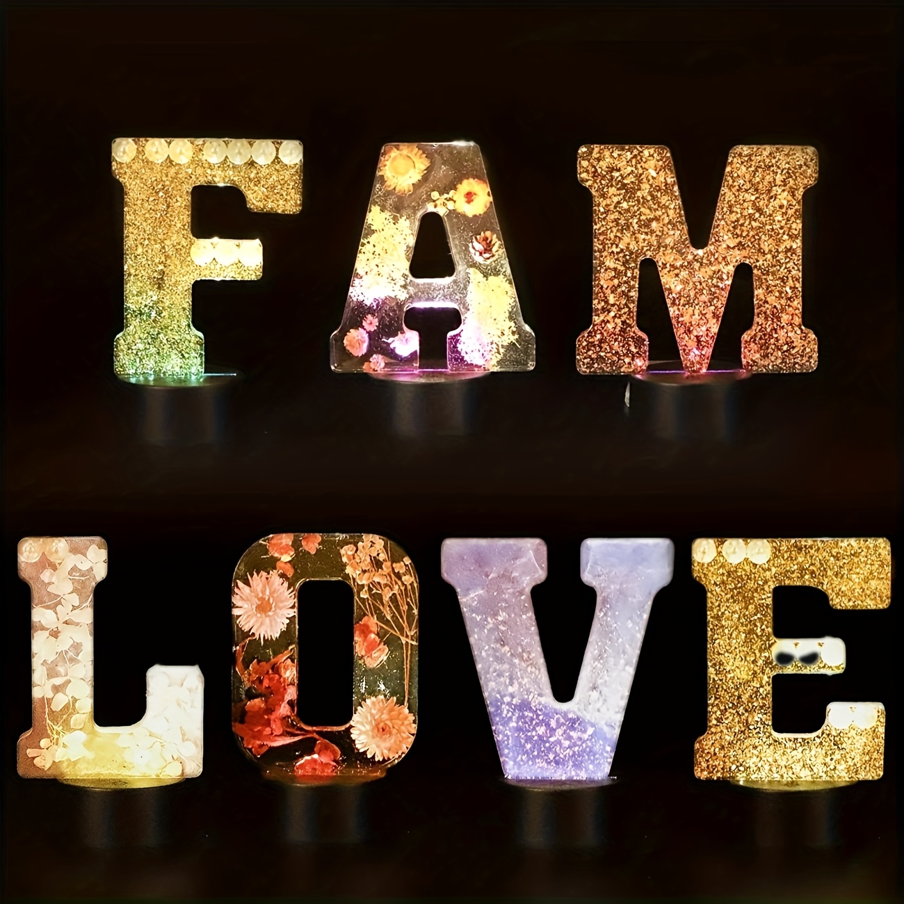 Resin Art Letters - 7인치 대형 글자 레진 몰드, 3D