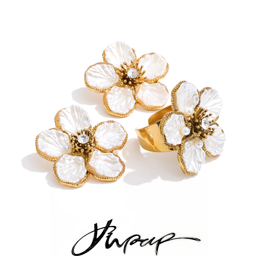 Resin Art Ring - Yhpup 인기 스테인리스 스틸 레진 진주
