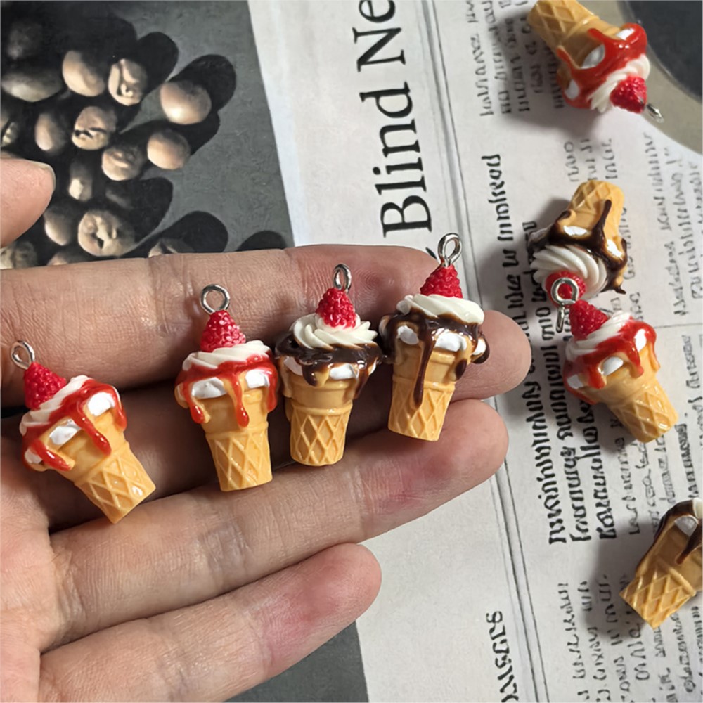 Resin Art Accessories - 10Pcs 귀여운 3D 시뮬레이션 음식 아이스크림
