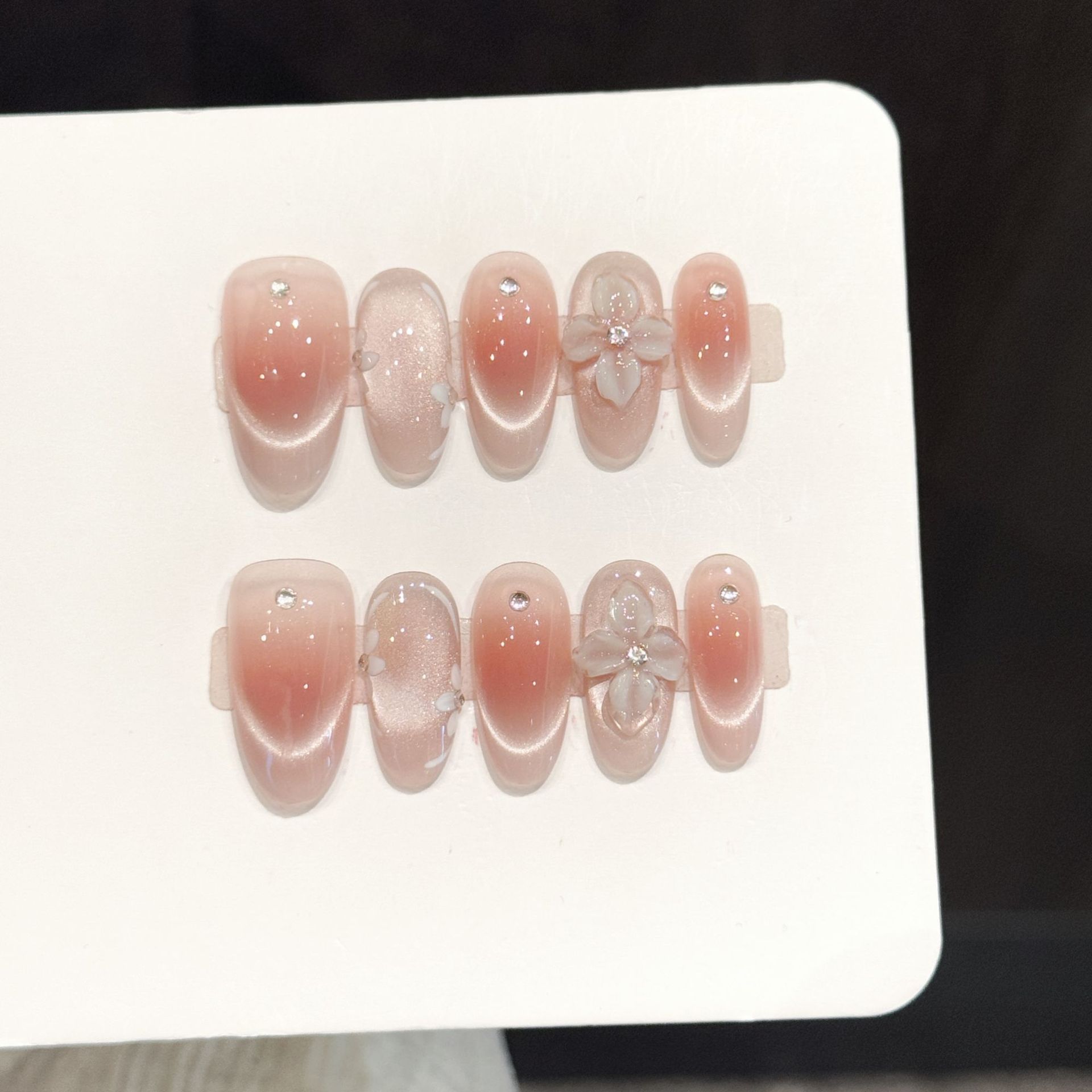 Resin Art Flower - 10개 수제 프레스온 네일 아이스 투명