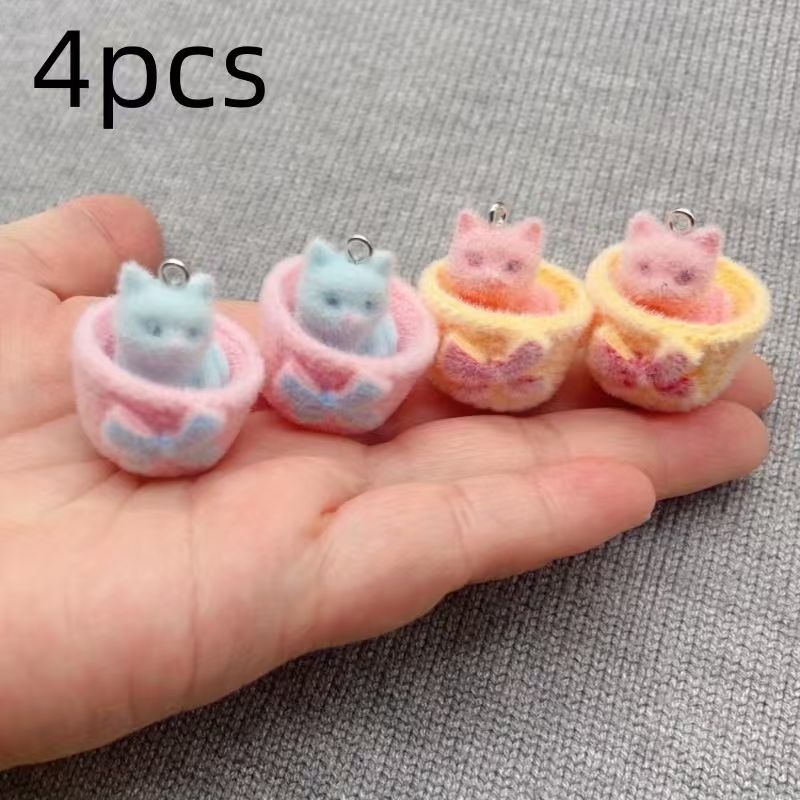 4개입 3D 플러시 레진 고양이 펜던트, DIY 쥬얼리 - Resin Art Accessories 리뷰 및 가격
