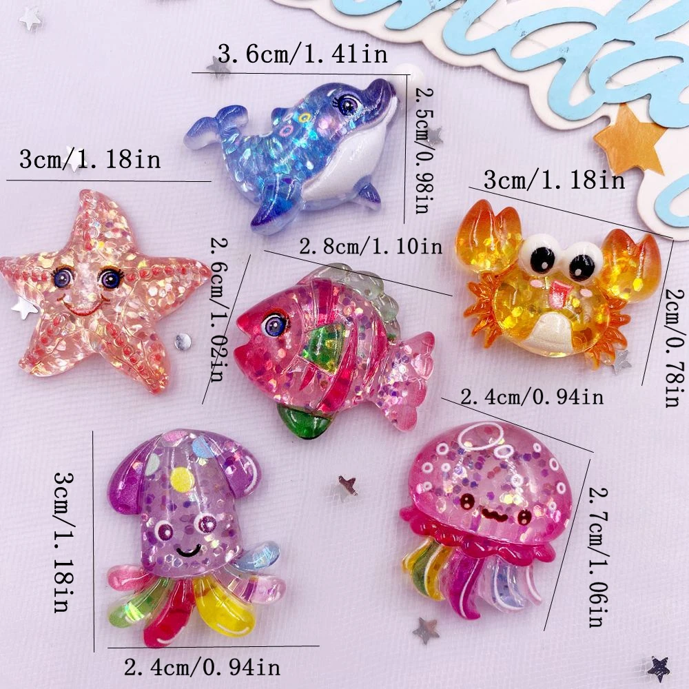 10pcs 반짝이 다채로운 수지 바다 스타 크랩 해파리 - Resin Art Beach 리뷰 및 가격