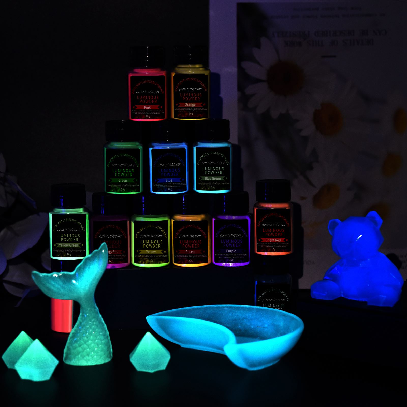 20g 오래 지속되는 밝은 빛나는 파우더 페인트 에폭시 - Resin Art Letters 리뷰 및 가격