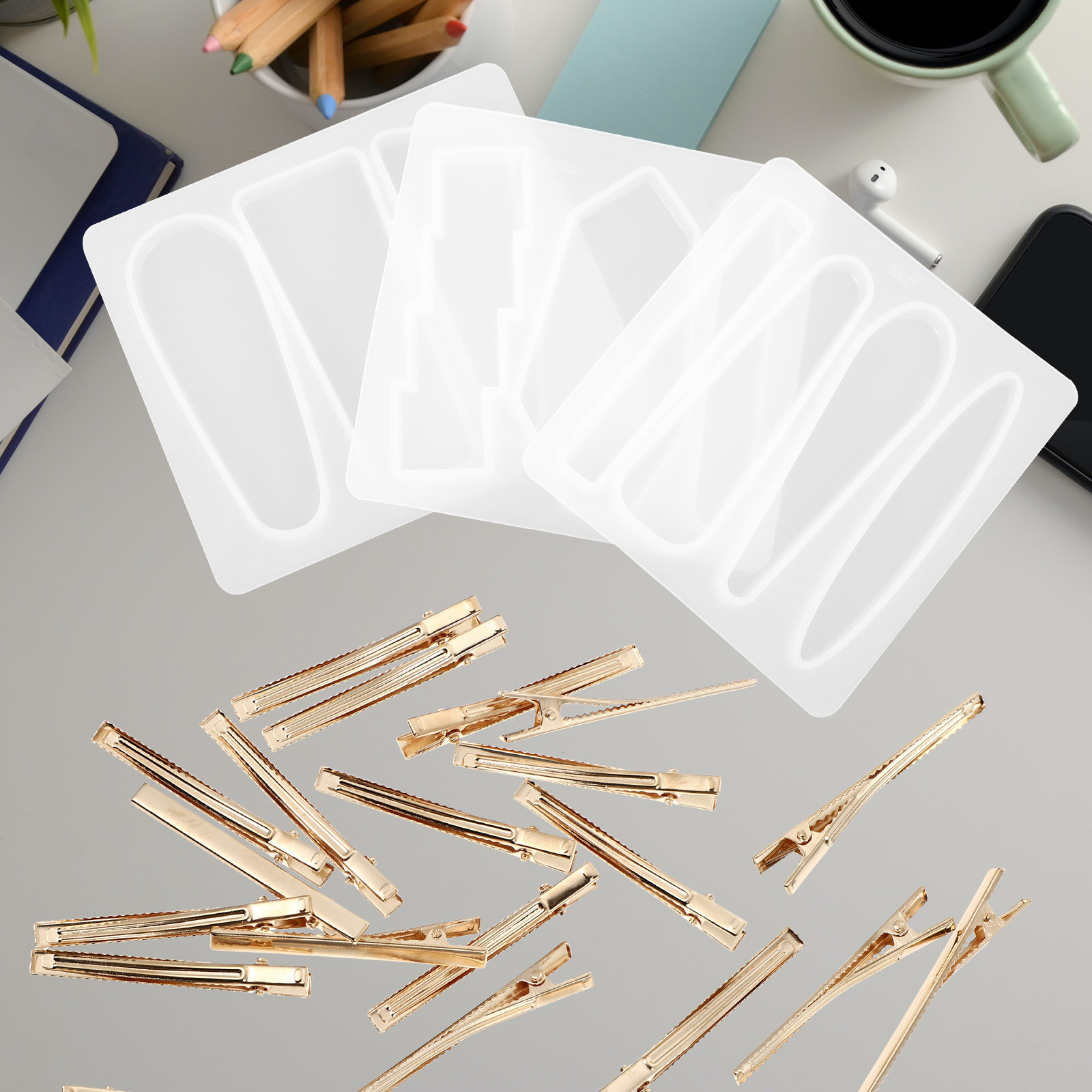 1세트 실리콘 헤어 클립 몰드 DIY 아트 몰드, 수제 - Resin Art Accessories 리뷰 및 가격