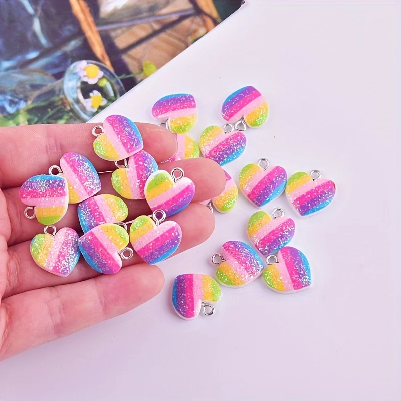 10Pcs 다채로운 하트 수지 참 귀여운 혼합 색상 사 - Resin Art Accessories 리뷰 및 가격