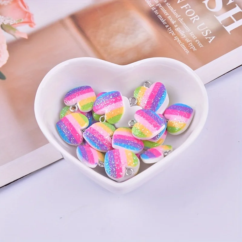 10Pcs 다채로운 하트 수지 참 귀여운 혼합 색상 사 - Resin Art Accessories 리뷰 및 가격