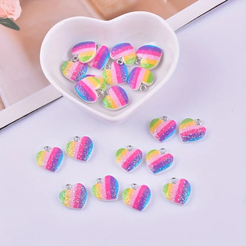 10Pcs 다채로운 하트 수지 참 귀여운 혼합 색상 사 - Resin Art Accessories 리뷰 및 가격