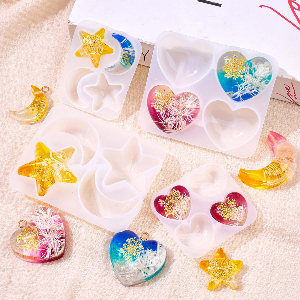 하트 스타 문 펜던트 실리콘 몰드 DIY 에폭시 레진  - Resin Art Letters 리뷰 및 가격