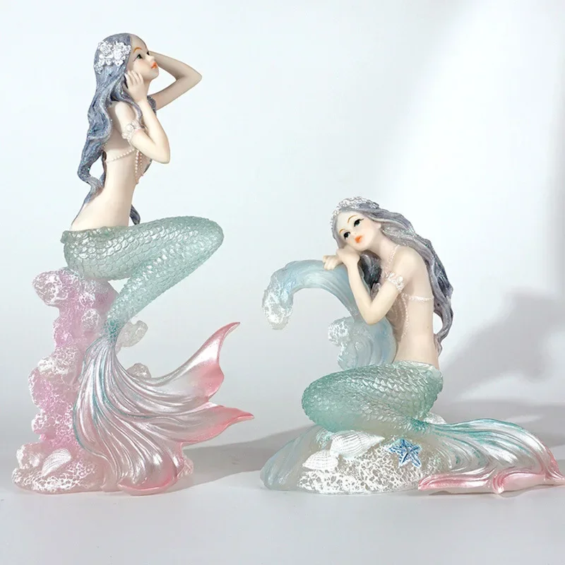 절묘한 수지 인어 산호 바다 파도 입상 공예 장식 홈  - Resin Art Beach 리뷰 및 가격