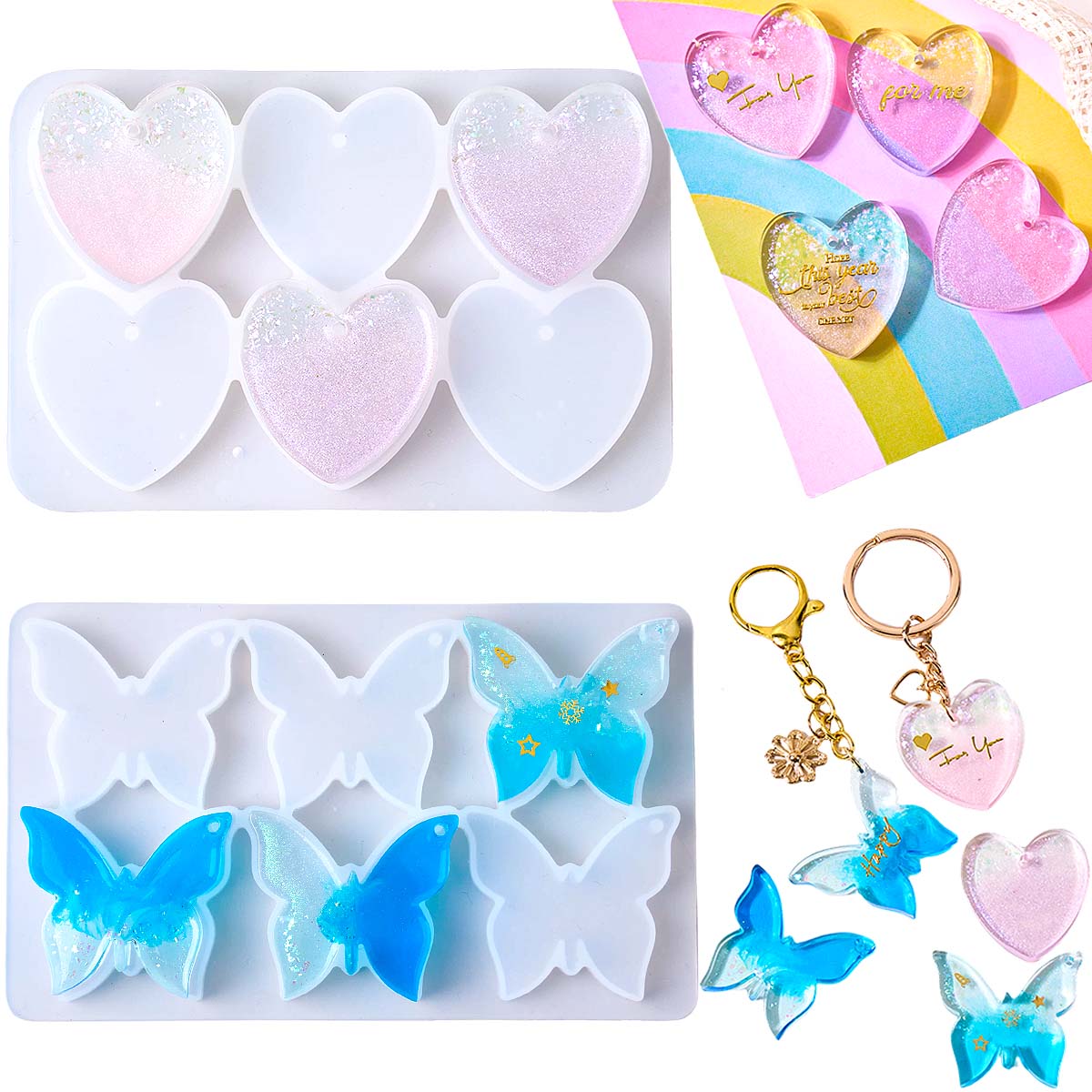 6개의 구멍이 있는 귀걸이 실리콘 몰드 DIY 하트 나 - Resin Art Letters 리뷰 및 가격