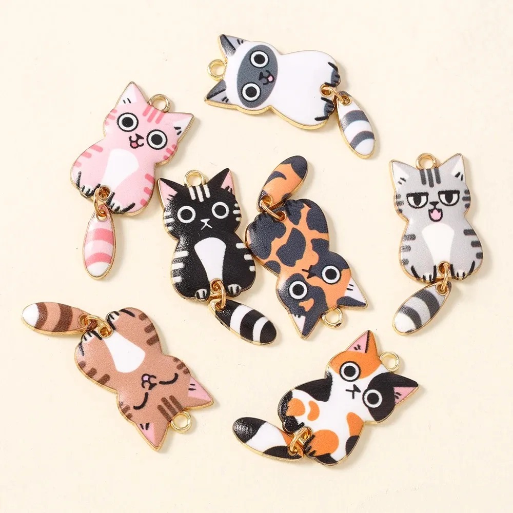 10Pcs 16×39mm 귀여운 만화 고양이 수지 참  - Resin Art Jewellery 리뷰 및 가격