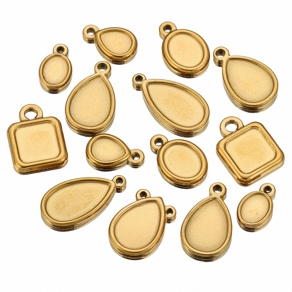 5개 스테인레스 스틸 사각형 드롭 라운드 타원형 베젤  - Resin Art Jewellery 리뷰 및 가격
