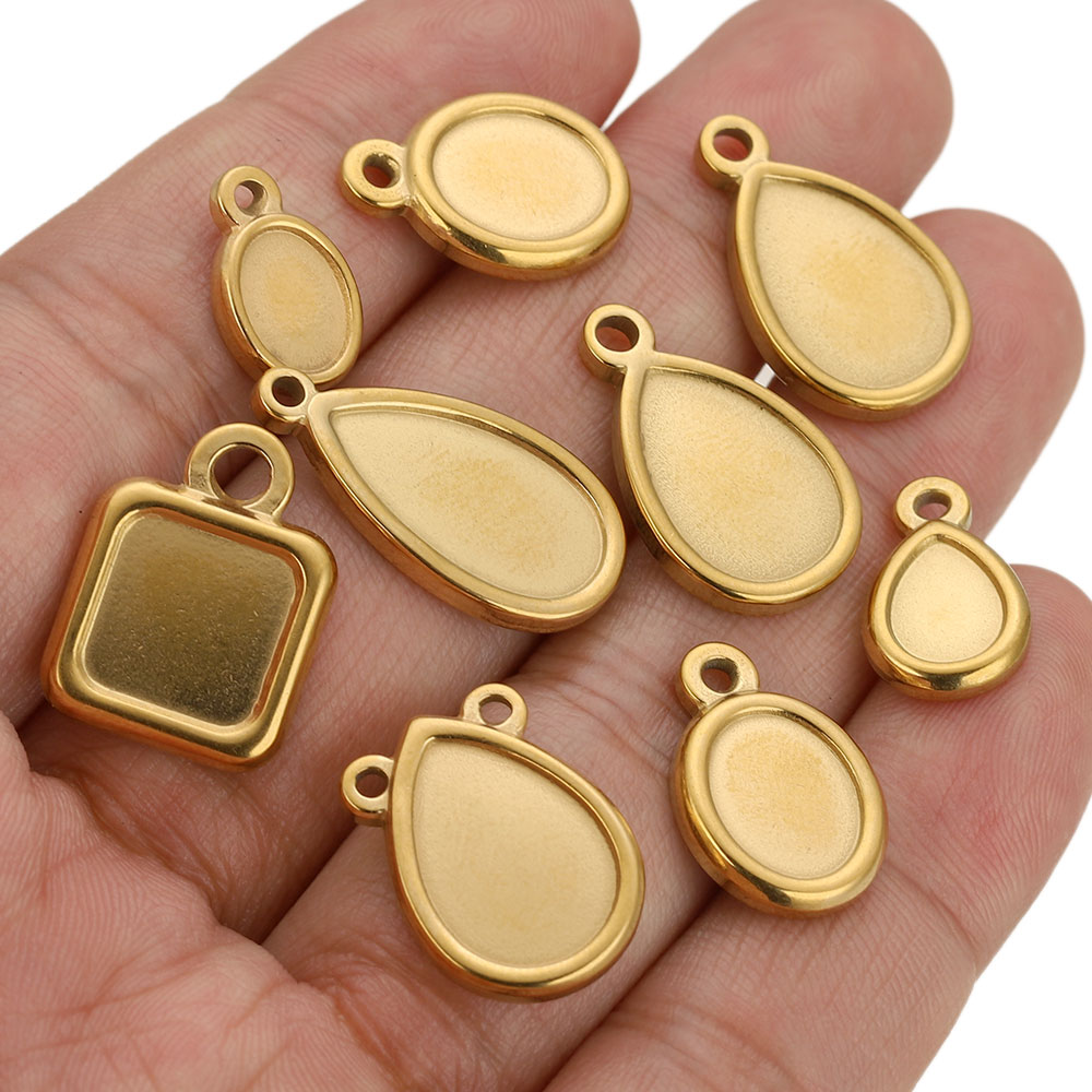 5개 스테인레스 스틸 사각형 드롭 라운드 타원형 베젤  - Resin Art Jewellery 리뷰 및 가격
