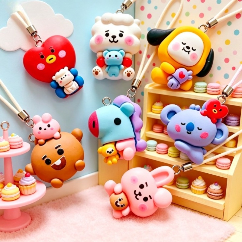 7pcs BT21 수지 만화 참 DIY 액세서리 공예  - Resin Art Accessories 리뷰 및 가격