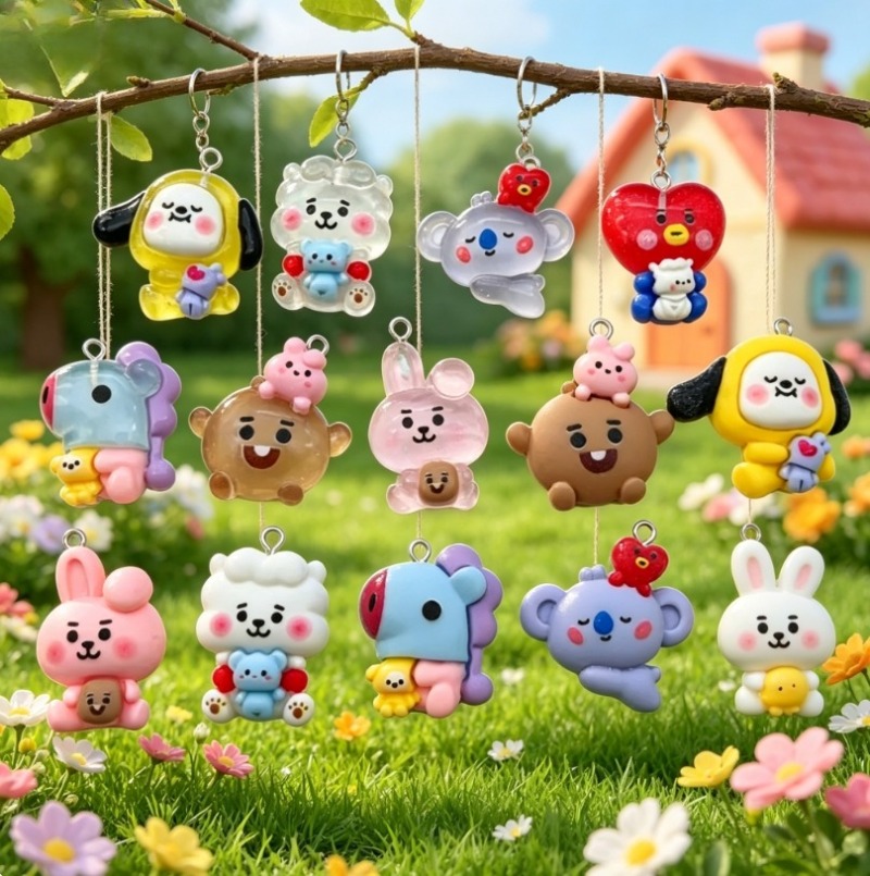 7pcs BT21 수지 만화 참 DIY 액세서리 공예  - Resin Art Accessories 리뷰 및 가격