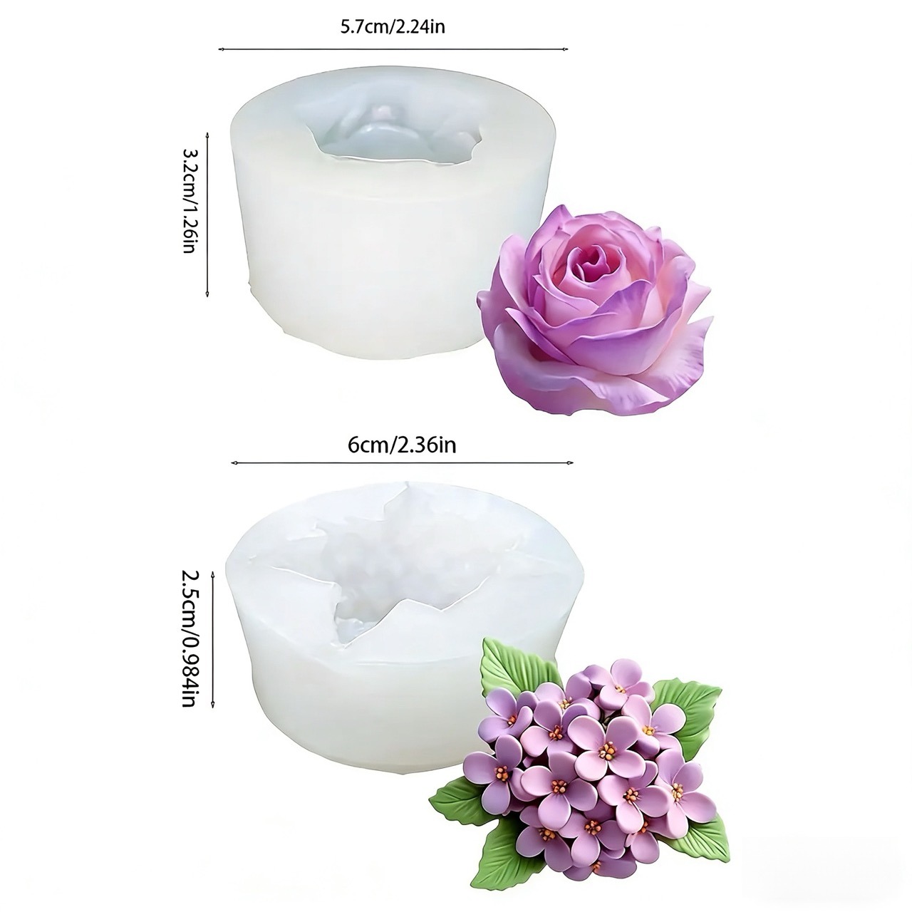 3D 장미 라일락 꽃 실리콘 몰드 2개, 레진 및 양초 - Resin Art For Rose 리뷰 및 가격